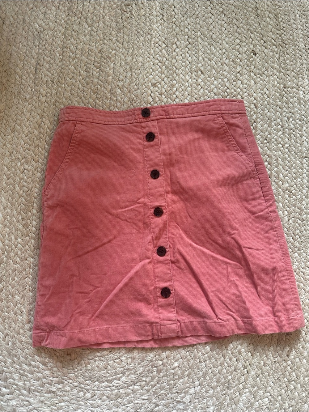 J. Crew Coral Pink Button-Front Mini Skirt